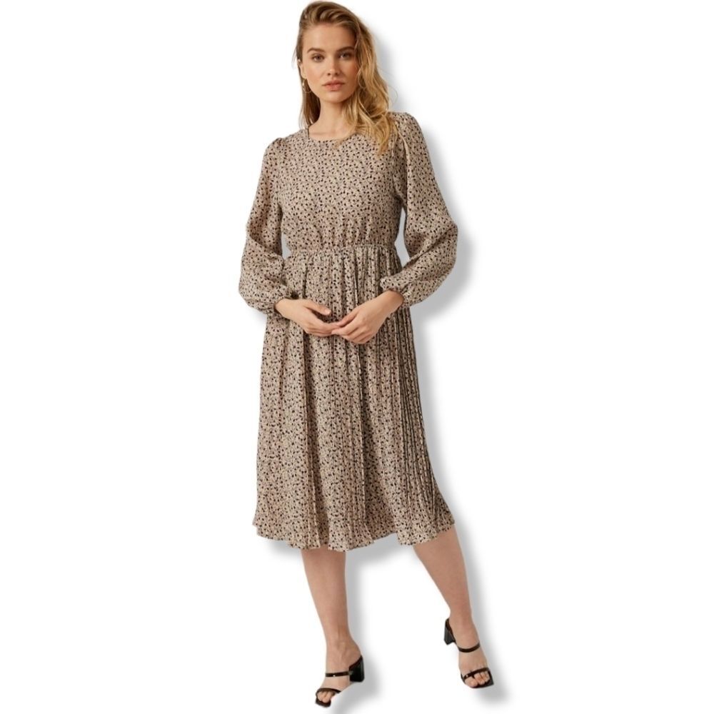 HAYDEN Nwt Floral pleated taupe knee length dress size 3xl